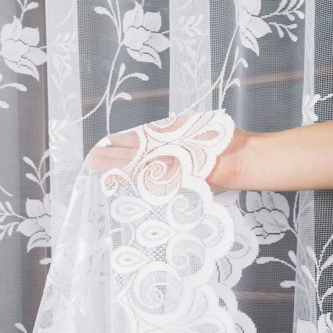 Firanka żakardowa ze wzorem po całości, wysokość 155cm, kolor 001 biały 005189/000/001/000155/1