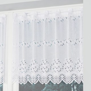 Zazdrostka żakardowa ze wzorem pasowym, wysokość 60cm, kolor 001 biały 018534/000/001/000060/1