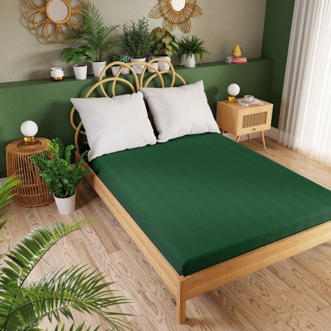 Prześcieradło jersey z gumką 90x200 cm kolor ciemny zielony Prześcieradło jersey z gumką 90x200 cm kolor ciemny zielony