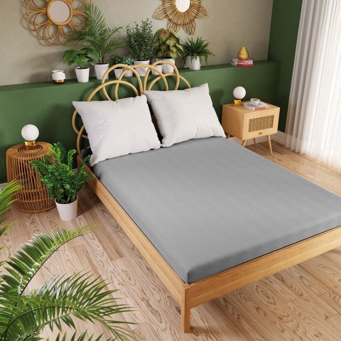 Prześcieradło jersey z gumką 220x200 cm kolor jasny szary Prześcieradło jersey z gumką 220x200 cm kolor jasny szary