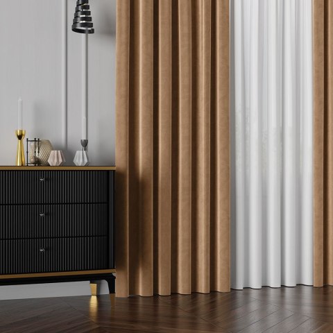 Tkanina dekoracyjna VELVET wysokość 280 cm kolor camelowy