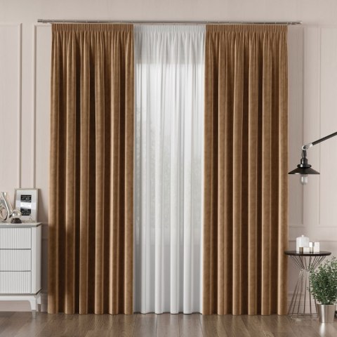 Tkanina dekoracyjna VELVET wysokość 280 cm kolor ciepły brązowy