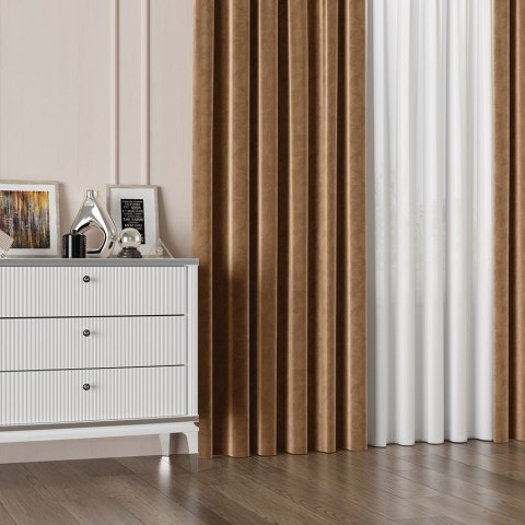 Tkanina dekoracyjna VELVET wysokość 280 cm kolor ciepły brązowy