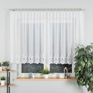 Firanka haftowana ze wzorem na samym dole, wysokość 120cm, kolor 001 biały 123946/768/001/000120/1