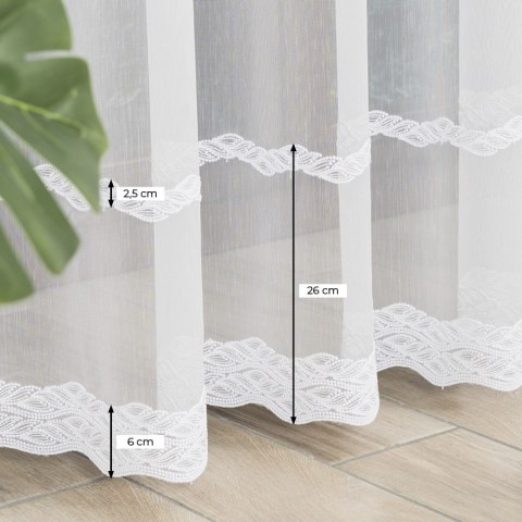 Firanka haftowana ze wzorem pasowym, wysokość 280cm, kolor 001 biały 127080/768/001/000280/1 Firanka haftowana ze wzorem pasowym, wysokość 280cm, kolor 001 biały 127080/768/001/000280/1