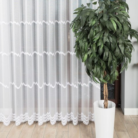 Firanka haftowana ze wzorem pasowym, wysokość 280cm, kolor 001 biały 242685/082/001/000280/1 Firanka haftowana ze wzorem pasowym, wysokość 280cm, kolor 001 biały 242685/082/001/000280/1