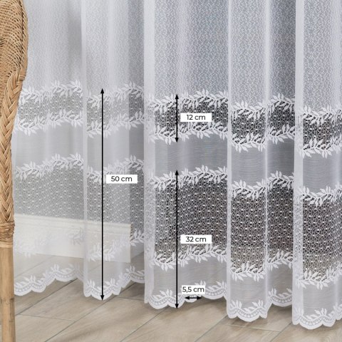 Firanka żakardowa ze wzorem na samym dole, wysokość 250cm, kolor 001 biały 648250/000/001/000250/1 Firanka żakardowa ze wzorem na samym dole, wysokość 250cm, kolor 001 biały 648250/000/001/000250/1