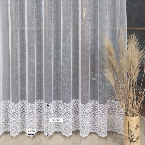 Firanka żakardowa ze wzorem na samym dole, wysokość 250cm, kolor 001 biały z błyskiem 628149/000/001/000250/1 Firanka żakardowa ze wzorem na samym dole, wysokość 250cm, kolor 001 biały z błyskiem 628149/000/001/000250/1