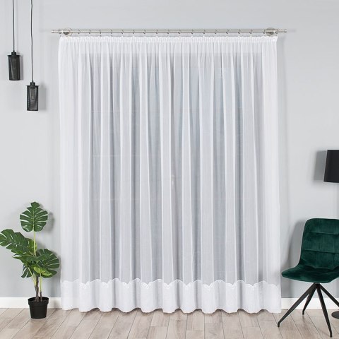 Firanka haftowana 000105 wysokość 250 cm kolor biały
