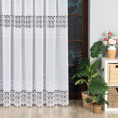 Firanka z aplikacją na markizecie 007849 wysokość 250 cm kolor biały