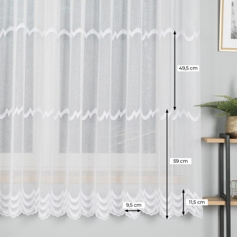 Firanka haftowana ze wzorem pasowym, wysokość 180cm, kolor 001 biały 242685/082/001/000180/1 Firanka haftowana ze wzorem pasowym, wysokość 180cm, kolor 001 biały 242685/082/001/000180/1