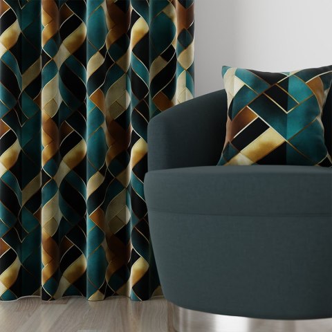RUBIK Tkanina dekoracyjna VELVET, 150cm, kolor 001 petrol i złoto D00170/VEL/001/150000/1 RUBIK Tkanina dekoracyjna VELVET, 150cm, kolor 001 petrol i złoto D00170/VEL/001/150000/1