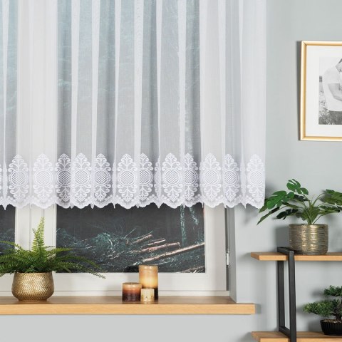 Firanka haftowana ze wzorem na samym dole, wysokość 120cm, kolor 001 biały 127102/768/001/000120/1 Firanka haftowana ze wzorem na samym dole, wysokość 120cm, kolor 001 biały 127102/768/001/000120/1