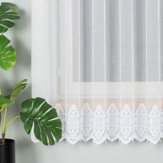 Firanka haftowana ze wzorem na samym dole, wysokość 180cm, kolor 001 biały 127102/768/001/000180/1