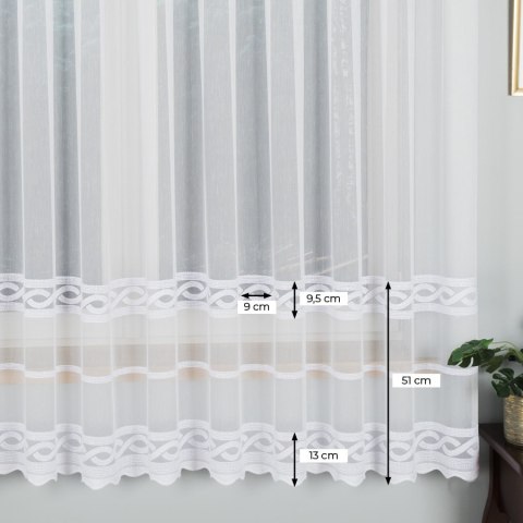 Firanka haftowana ze wzorem pasowym, wysokość 180cm, kolor 001 biały 123750/768/001/000180/1 Firanka haftowana ze wzorem pasowym, wysokość 180cm, kolor 001 biały 123750/768/001/000180/1