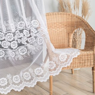 Firanka żakardowa ze wzorem pasowym, wysokość 250cm, kolor 001 biały 044136/000/001/000250/1