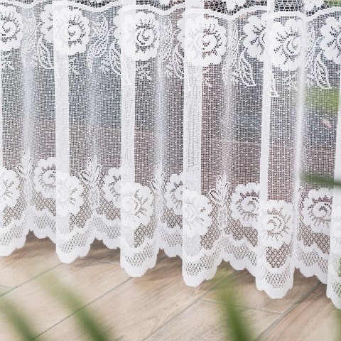 Firanka żakardowa ze wzorem pasowym, wysokość 250cm, kolor 001 biały 044136/000/001/000250/1