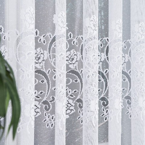 Firanka żakardowa ze wzorem pasowym, wysokość 160cm, kolor 001 biały 638085/000/001/000160/1 Firanka żakardowa ze wzorem pasowym, wysokość 160cm, kolor 001 biały 638085/000/001/000160/1