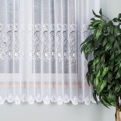 Firanka żakardowa ze wzorem pasowym, wysokość 180cm, kolor 001 biały 638085/000/001/000180/1 Firanka żakardowa ze wzorem pasowym, wysokość 180cm, kolor 001 biały 638085/000/001/000180/1