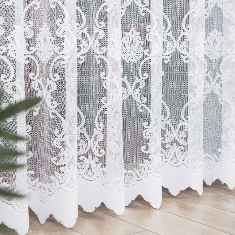Firanka żakardowa ze wzorem po całości, wysokość 250cm, kolor 001 biały 910007/000/001/000250/1