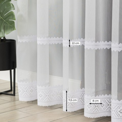Firanka haftowana ze wzorem pasowym, wysokość 280cm, kolor 001 biały 127111/768/001/000280/1 Firanka haftowana ze wzorem pasowym, wysokość 280cm, kolor 001 biały 127111/768/001/000280/1
