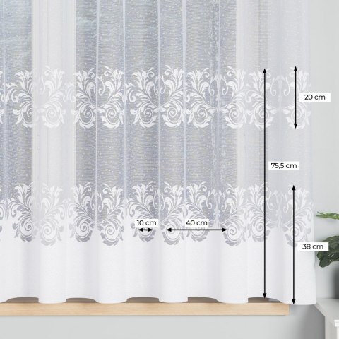 Firanka żakardowa ze wzorem pasowym, wysokość 160cm, kolor 001 biały 107168/000/001/000160/1