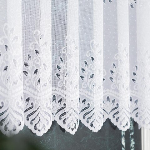 Zazdrostka żakardowa ze wzorem pasowym, wysokość 80cm, kolor 001 biały 018534/000/001/000080/1 Zazdrostka żakardowa ze wzorem pasowym, wysokość 80cm, kolor 001 biały 018534/000/001/000080/1