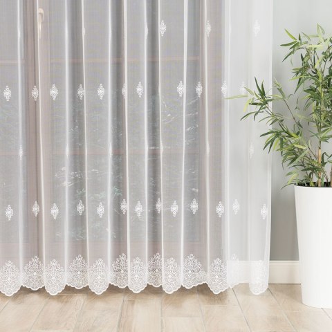 Firanka haftowana 024540 wysokość 280 cm kolor biały