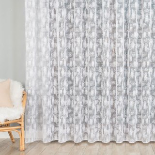 Firanka żakardowa ze wzorem po całości z ołowianką, wysokość 250cm, kolor 001 biały 022625/OLO/001/000250/1