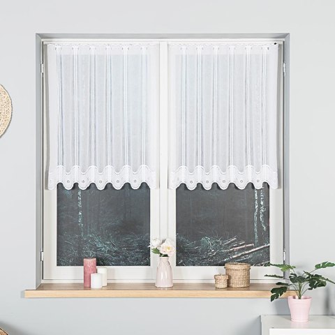 Zazdrostka haftowana panelowa 044300 wysokość 90 cm kolor biały