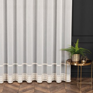 LINUS Firanka haftowana, wysokość 300cm, kolor 014 offwhite ze złotym z błyskiem 043203/000/014/000300/1
