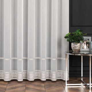 LINUS Firanka haftowana, wysokość 300cm, kolor 016 offwhite ze srebrnym z błyskiem 043203/000/016/000300/1