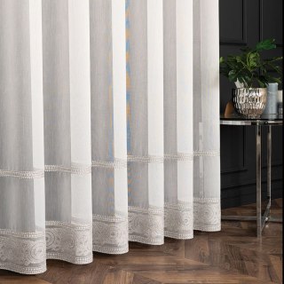 LINUS Firanka haftowana, wysokość 300cm, kolor 016 offwhite ze srebrnym z błyskiem 043203/000/016/000300/1