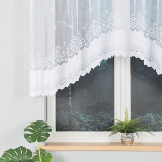 GENOWEFA Firanka żakardowa gotowa, szerokość 300 x wysokość 120cm, kolor 001 biały 023419/FBL/001/300120/1