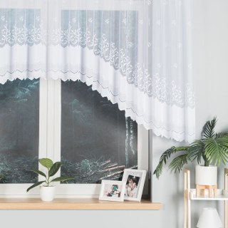 GENOWEFA Firanka żakardowa gotowa, szerokość 400 x wysokość 120cm, kolor 001 biały 023419/FBL/001/400120/1