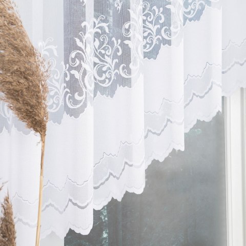 GENOWEFA Firanka żakardowa gotowa, szerokość 400 x wysokość 120cm, kolor 001 biały 023419/FBL/001/400120/1