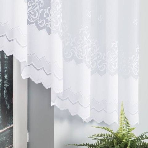 GENOWEFA Firanka żakardowa gotowa, szerokość 450 x wysokość 140cm, kolor 001 biały 023419/FBL/001/450140/1