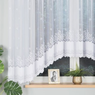 GENOWEFA Firanka żakardowa gotowa, szerokość 450 x wysokość 160cm, kolor 001 biały 023419/FBL/001/450160/1