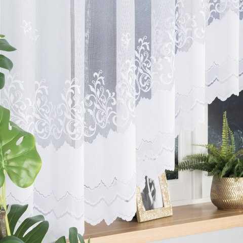GENOWEFA Firanka żakardowa gotowa, szerokość 450 x wysokość 160cm, kolor 001 biały 023419/FBL/001/450160/1 GENOWEFA Firanka żakardowa gotowa, szerokość 450 x wysokość 160cm, kolor 001 biały 023419/FBL/001/450160/1