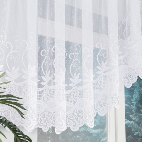 JOWITA Firanka żakardowa gotowa ze wzorem pasowym, szerokość 400 x wysokość 80cm, kolor 001 biały 018960/FBL/001/400080/1