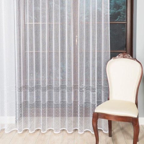 Firanka żakardowa ze wzorem pasowym, wysokość 250cm, kolor 001 biały 044165/000/001/000250/1