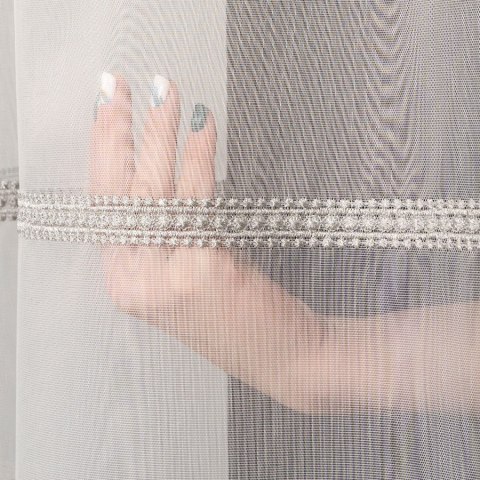 LINUS Firanka haftowana, wysokość 300cm, kolor 016 offwhite ze srebrnym z błyskiem 043203/000/016/000300/1