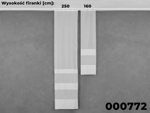 Firanka haftowana 000772 wysokość 250 cm kolor biały