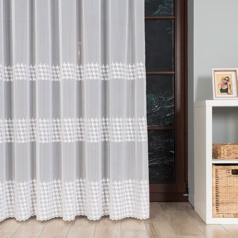 Firanka haftowana 000772 wysokość 250 cm kolor biały