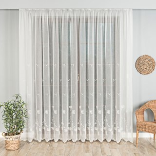 Firanka haftowana 053801 wysokość 280 cm kolor kremowy