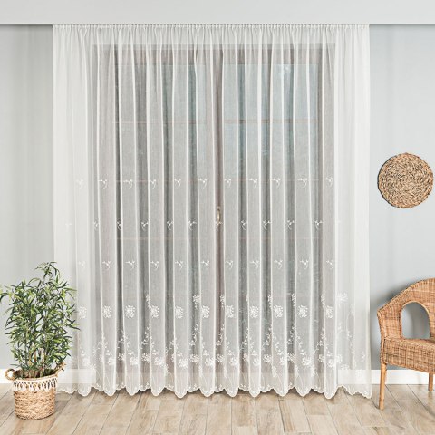 Firanka haftowana 053801 wysokość 280 cm kolor kremowy