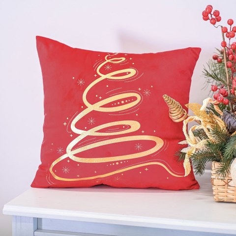 Poszewka dekoracyjna METALICZNA VELVET 40x40 cm kolor czerwony ze złotym zdobieniem Poszewka dekoracyjna METALICZNA VELVET 40x40 cm kolor czerwony ze złotym zdobieniem