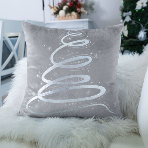 Poszewka dekoracyjna METALICZNA VELVET 40x40 cm kolor jasny szary ze srebrnym zdobieniem Poszewka dekoracyjna METALICZNA VELVET 40x40 cm kolor jasny szary ze srebrnym zdobieniem