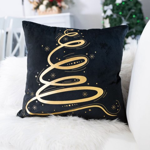 Poszewka dekoracyjna METALICZNA VELVET 40x40 cm kolor czarny ze złotym zdobieniem Poszewka dekoracyjna METALICZNA VELVET 40x40 cm kolor czarny ze złotym zdobieniem