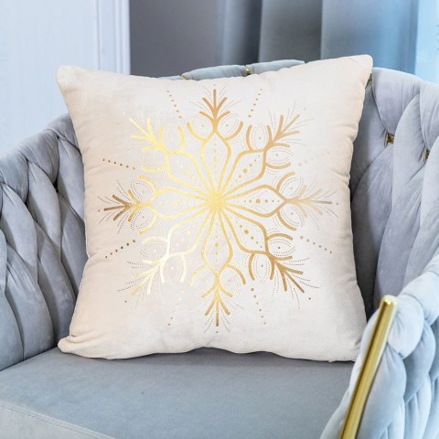 Poszewka dekoracyjna METALICZNA VELVET 40x40 cm kolor kremowy ze złotym zdobieniem Poszewka dekoracyjna METALICZNA VELVET 40x40 cm kolor kremowy ze złotym zdobieniem